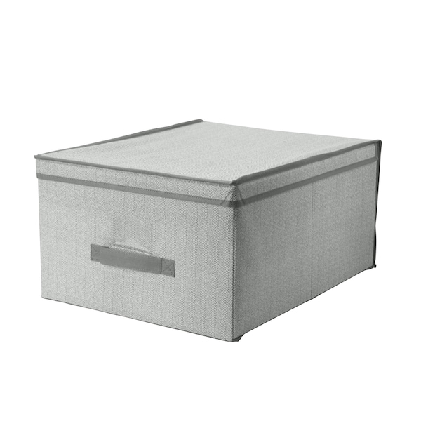 Simplify Storage Tote, 15-3/4 in L x 15-3/4 in W x 15-3/4 in H, Gray, Plastic 26602-GREY - main